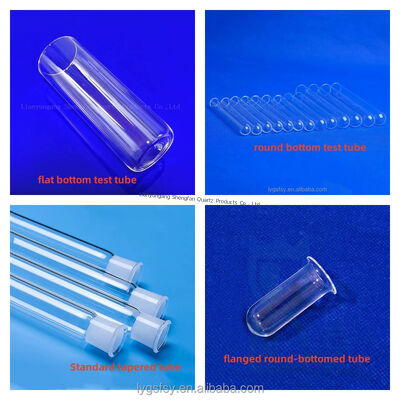 Kalite  Factory made high temperature resistant fused quartz glass tubes  flat/round bottomrtest tubes for laboratory use fabrika