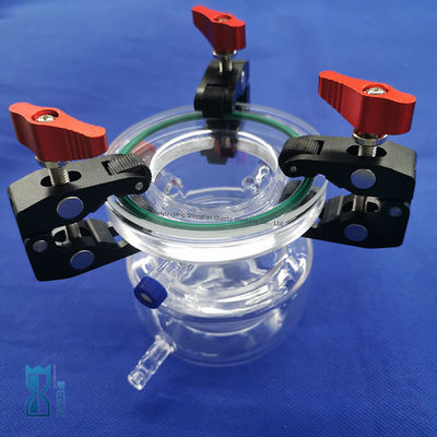 Bilim laboratuvarı cam eşyaları için özelleştirilmiş korozyona dayanıklı yüksek şeffaf çift katmanlı kuvars reaktörü