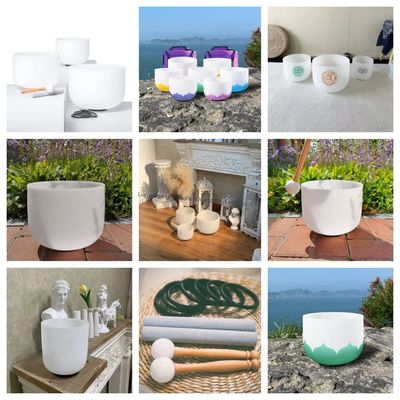 8-20 İnç %99,99 Kuvars Kristal Şarkı Kasesi Seti, Ses Şifası ve Meditasyon İçin Şeffaf İnci Beyazı Renkte