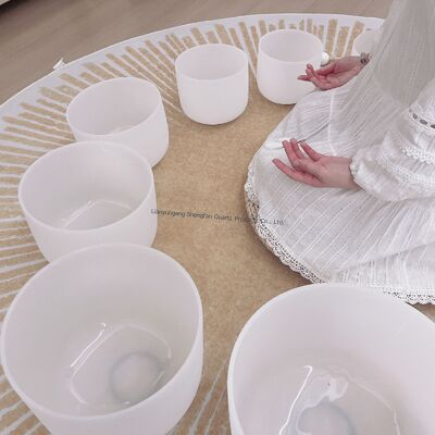 Toptan 6-12 inç Özelleştirilebilir Kuvars Şarkı Kasesi Seti, Ücretsiz Tokmak ve O Halkaları ile Çakra Şifası İçin